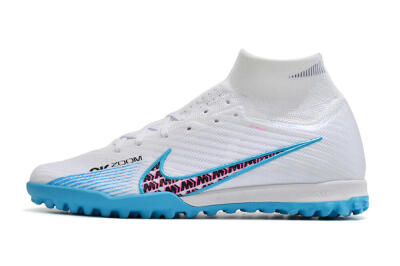 Nike Air Zoom Mercurial Superfly 10 Elite TF High-Tops Soccer Shoes - White/Blue/Red