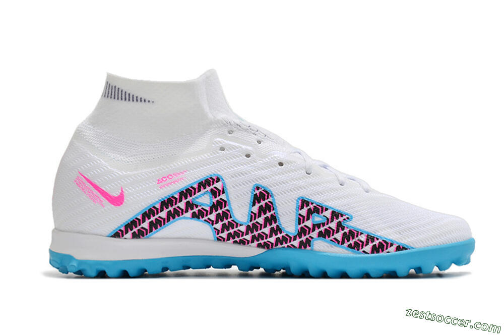 Nike Air Zoom Mercurial Superfly 10 Elite TF High-Tops Soccer Shoes - White/Blue/Red 4