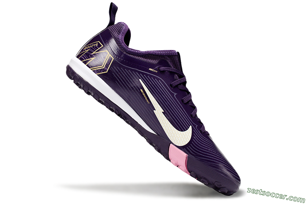 Nike Air Zoom Mercurial Vapor 16 Pro TF Low-Tops Soccer Shoes - Purple/White/Gold 5