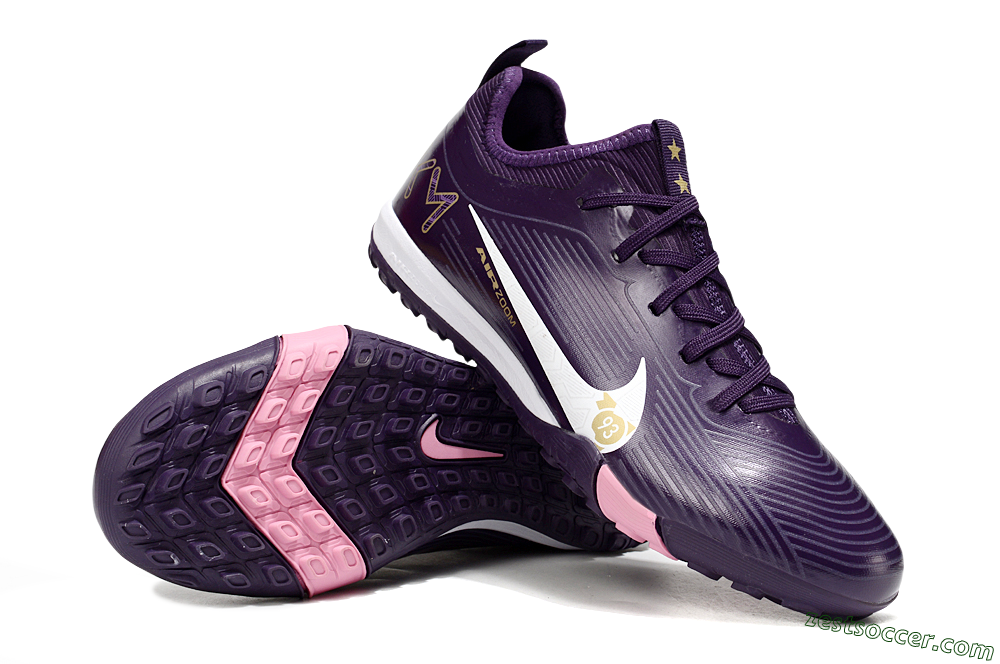 Nike Air Zoom Mercurial Vapor 16 Pro TF Low-Tops Soccer Shoes - Purple/White/Gold 4