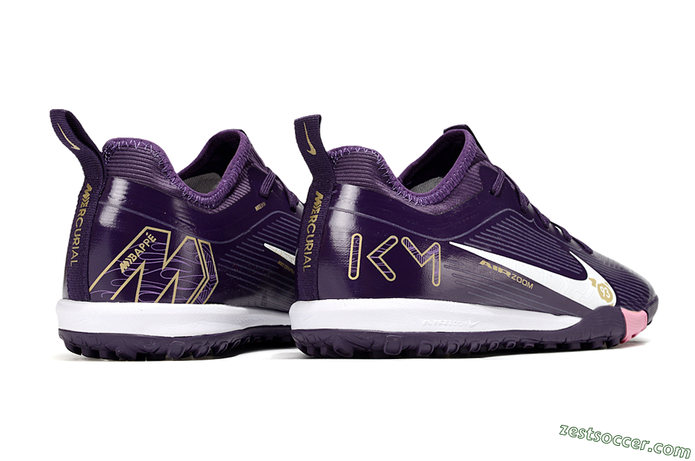 Nike Air Zoom Mercurial Vapor 16 Pro TF Low-Tops Soccer Shoes - Purple/White/Gold 7