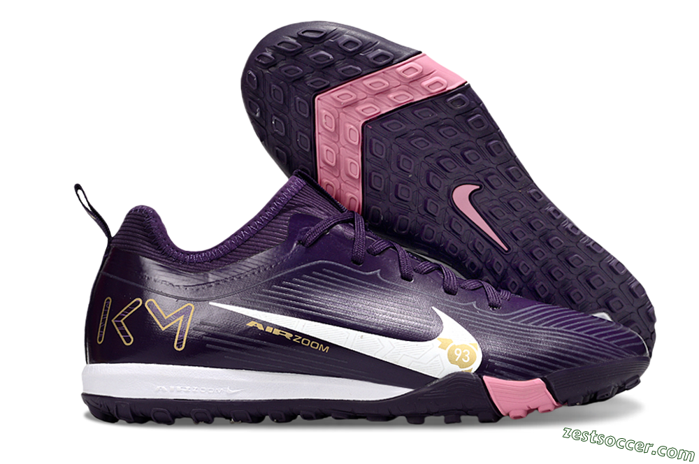 Nike Air Zoom Mercurial Vapor 16 Pro TF Low-Tops Soccer Shoes - Purple/White/Gold 0
