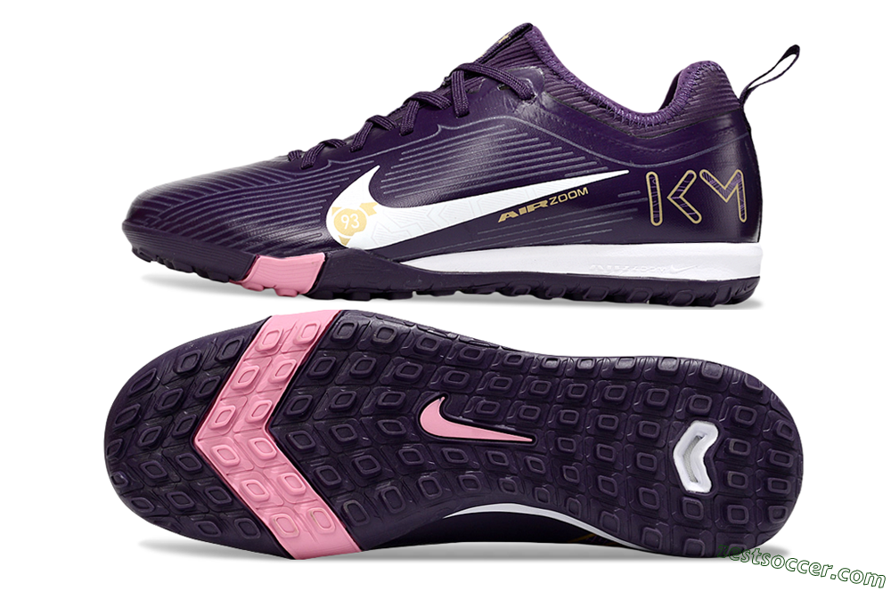 Nike Air Zoom Mercurial Vapor 16 Pro TF Low-Tops Soccer Shoes - Purple/White/Gold 1