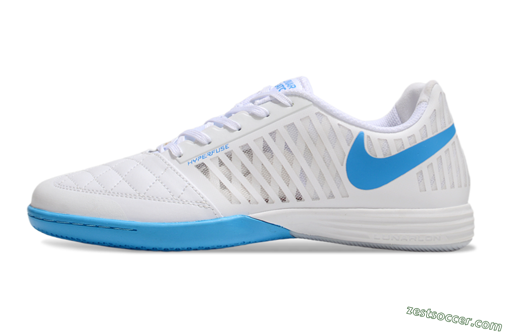 Nike Lunar Gato 2 IC Low-Tops Soccer Shoes - White/Blue 2