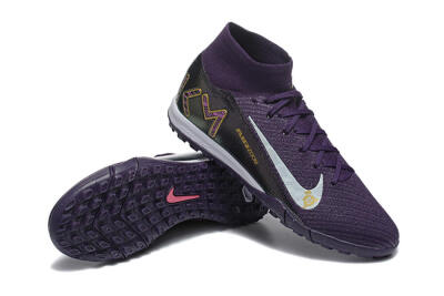 Nike Air Zoom Mercurial Superfly 10 Elite TF High-Tops Soccer Shoes - Purple/White/Gold
