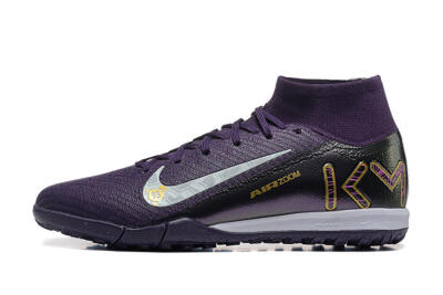 Nike Air Zoom Mercurial Superfly 10 Elite TF High-Tops Soccer Shoes - Purple/White/Gold