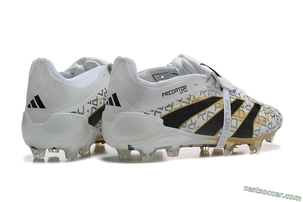Adidas Predator 25 Elite Foldover Tongue FG Low-Tops Soccer Cleats - Grey/Black/Gold 9