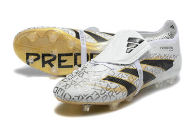 Adidas Predator 25 Elite Foldover Tongue FG Low-Tops Soccer Cleats - Grey/Black/Gold