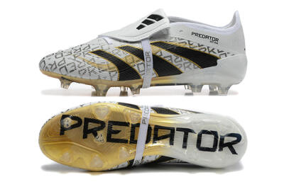 Adidas Predator 25 Elite Foldover Tongue FG Low-Tops Soccer Cleats - Grey/Black/Gold