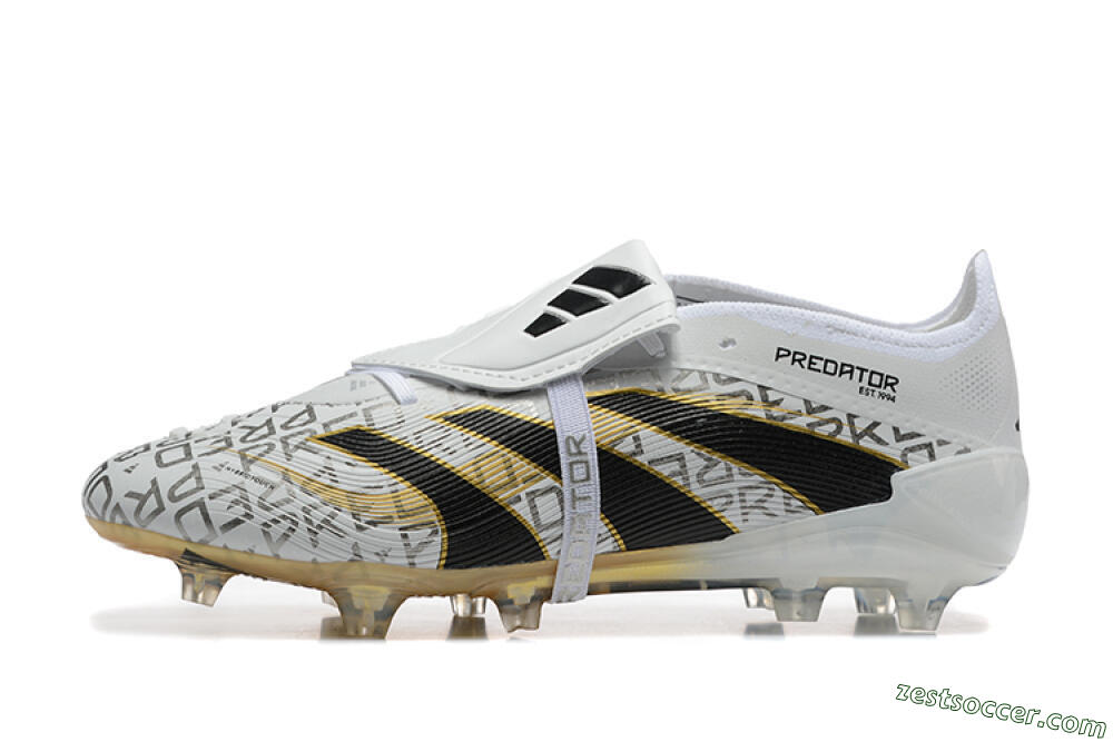 Adidas Predator 25 Elite Foldover Tongue FG Low-Tops Soccer Cleats - Grey/Black/Gold 2