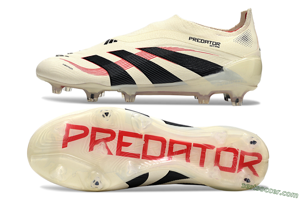 Adidas Predator Elite 25 Laceless FG Low-Tops Soccer Cleats - Beige/Black/Red 1