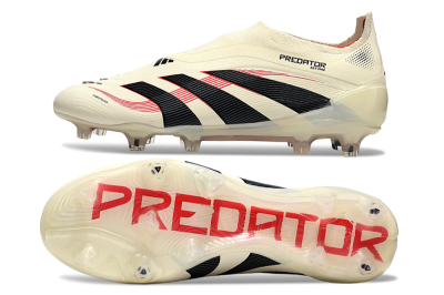 Adidas Predator Elite 25 Laceless FG Low-Tops Soccer Cleats - Beige/Black/Red