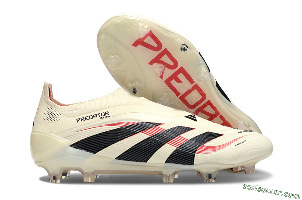 Adidas Predator Elite 25 Laceless FG Low-Tops Soccer Cleats - Beige/Black/Red 0