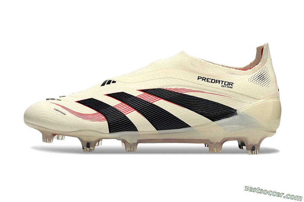 Adidas Predator Elite 25 Laceless FG Low-Tops Soccer Cleats - Beige/Black/Red 2
