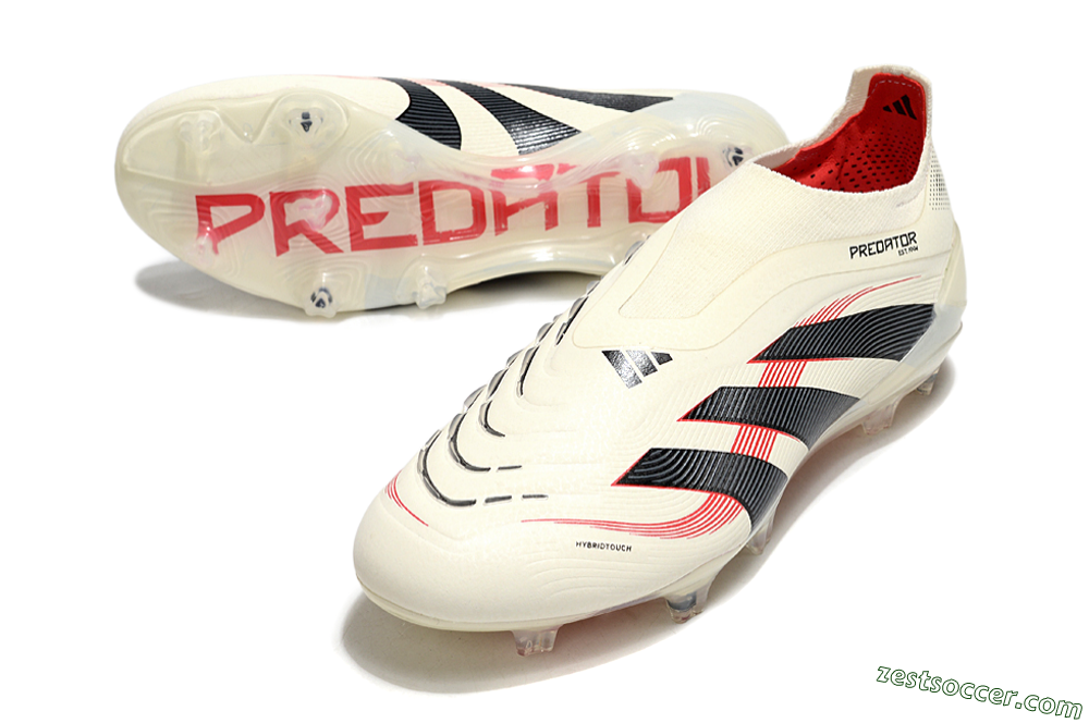 Adidas Predator Elite 25 Laceless FG Low-Tops Soccer Cleats - Beige/Black/Red 3