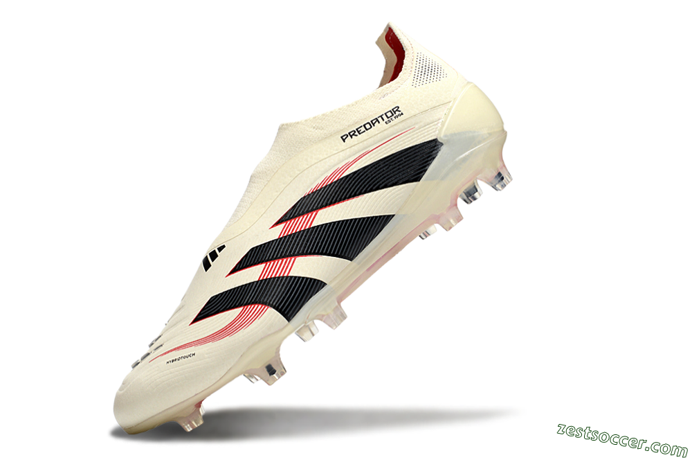 Adidas Predator Elite 25 Laceless FG Low-Tops Soccer Cleats - Beige/Black/Red 5
