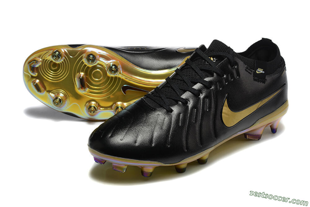 Nike Tiempo Legend 10 Elite FG Low-Tops Soccer Cleats - Black/Gold 3