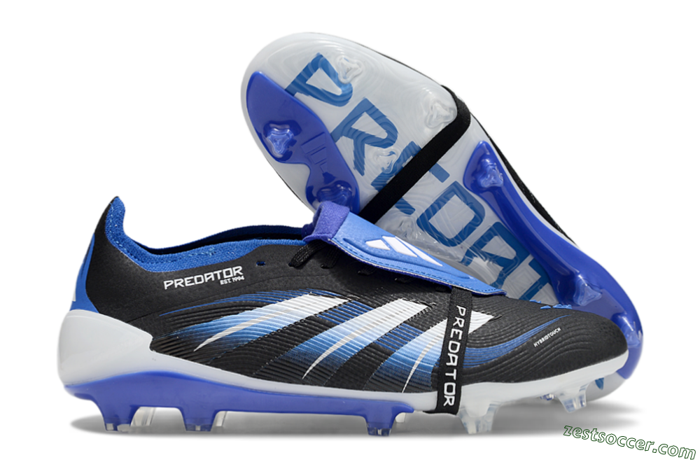 Adidas Predator 25 Elite Foldover Tongue FG Low-Tops Soccer Cleats - Black/Blue/White 0