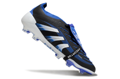 Adidas Predator 25 Elite Foldover Tongue FG Low-Tops Soccer Cleats - Black/Blue/White