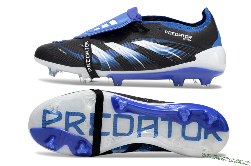 Adidas Predator 25 Elite Foldover Tongue FG Low-Tops Soccer Cleats - Black/Blue/White 1