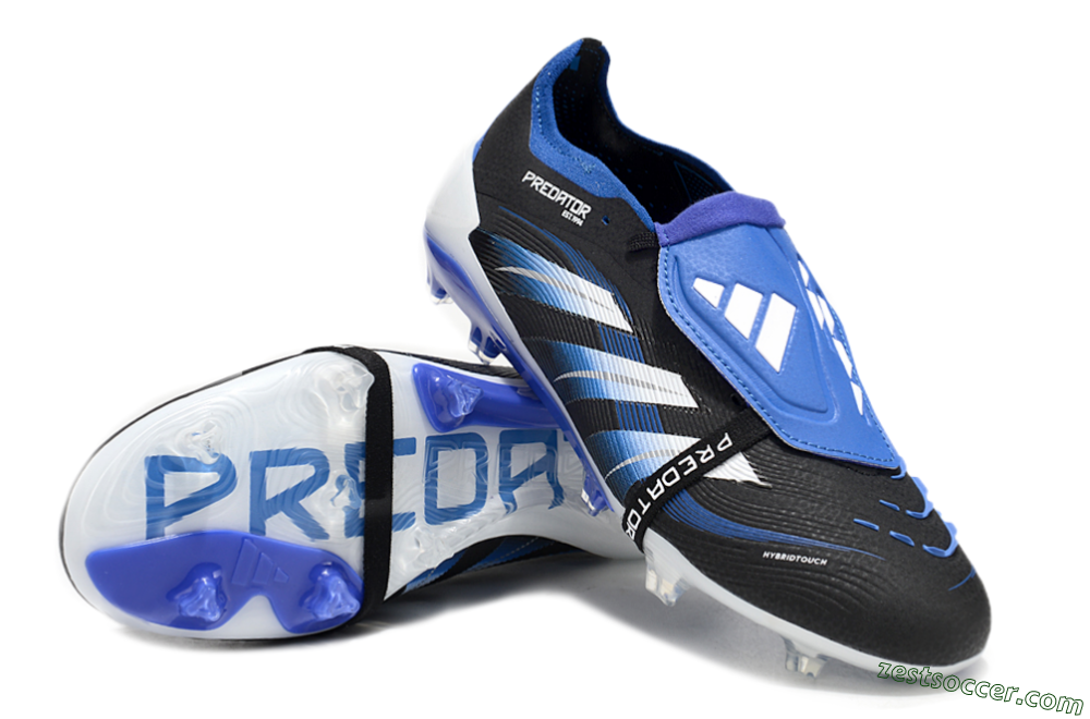 Adidas Predator 25 Elite Foldover Tongue FG Low-Tops Soccer Cleats - Black/Blue/White 3