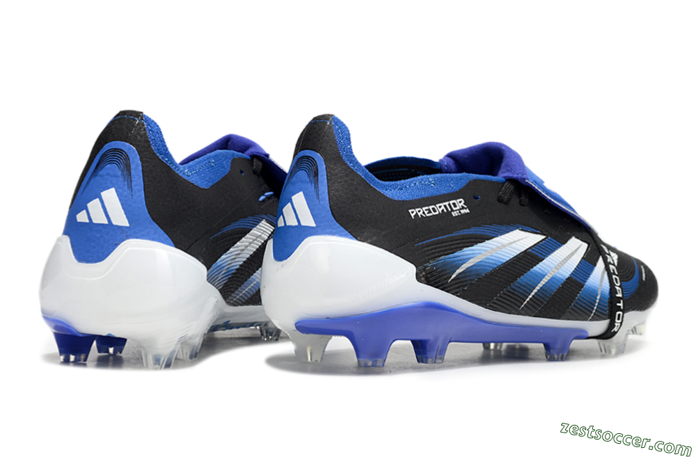 Adidas Predator 25 Elite Foldover Tongue FG Low-Tops Soccer Cleats - Black/Blue/White 6