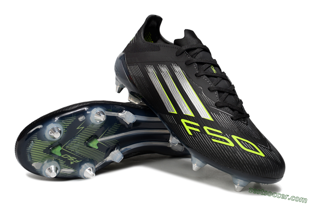 Adidas F50 Elite SG Low-Tops Soccer Cleats - Black/Silver/Yellow 3