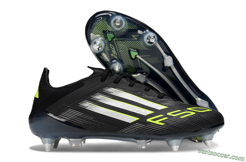 Adidas F50 Elite SG Low-Tops Soccer Cleats - Black/Silver/Yellow 0