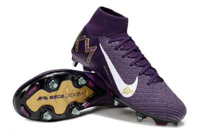 Nike Air Zoom Mercurial Superfly 10 Elite SG High-Tops Soccer Cleats - Purple/White/Gold