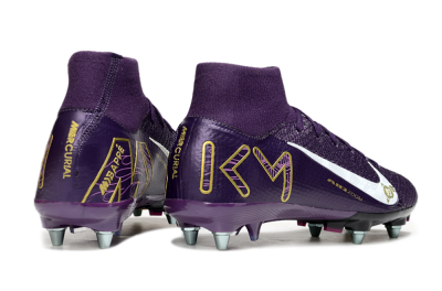 Nike Air Zoom Mercurial Superfly 10 Elite SG High-Tops Soccer Cleats - Purple/White/Gold