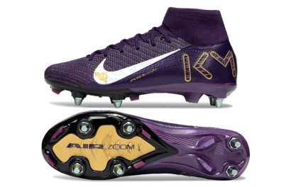 Nike Air Zoom Mercurial Superfly 10 Elite SG High-Tops Soccer Cleats - Purple/White/Gold