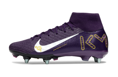Nike Air Zoom Mercurial Superfly 10 Elite SG High-Tops Soccer Cleats - Purple/White/Gold