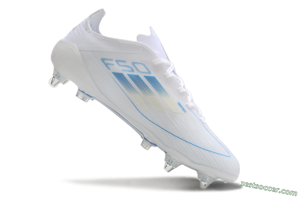 Adidas F50 Elite SG Low-Tops Soccer Cleats - White/Blue 4