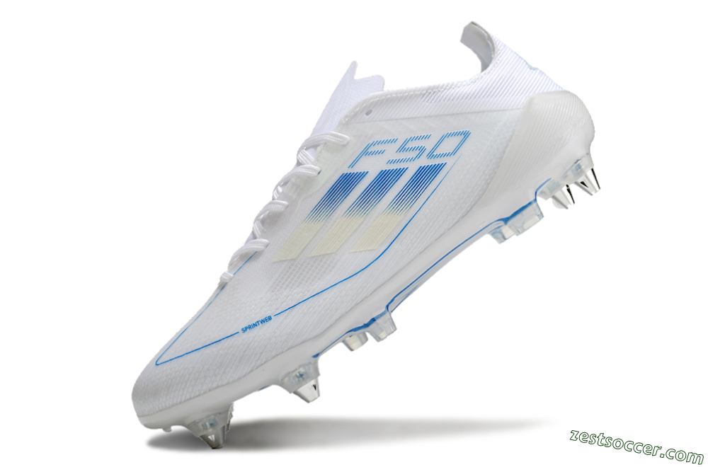 Adidas F50 Elite SG Low-Tops Soccer Cleats - White/Blue 5