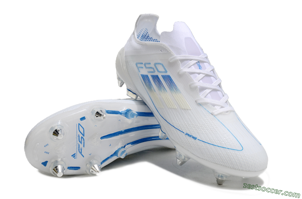 Adidas F50 Elite SG Low-Tops Soccer Cleats - White/Blue 3