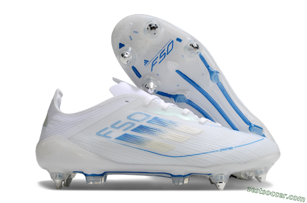 Adidas F50 Elite SG Low-Tops Soccer Cleats - White/Blue 0
