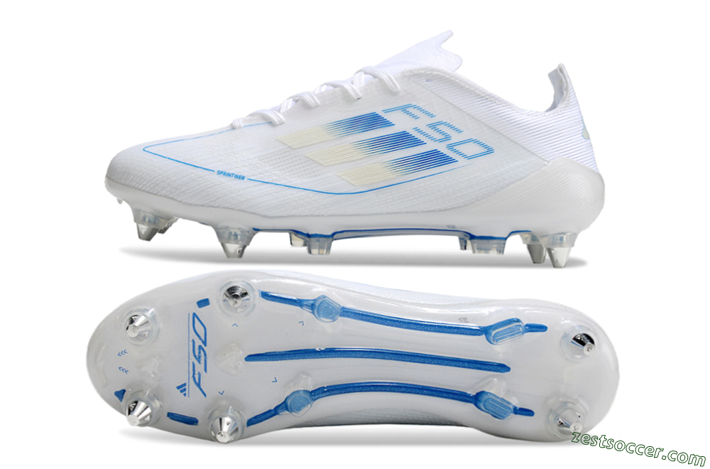 Adidas F50 Elite SG Low-Tops Soccer Cleats - White/Blue 1