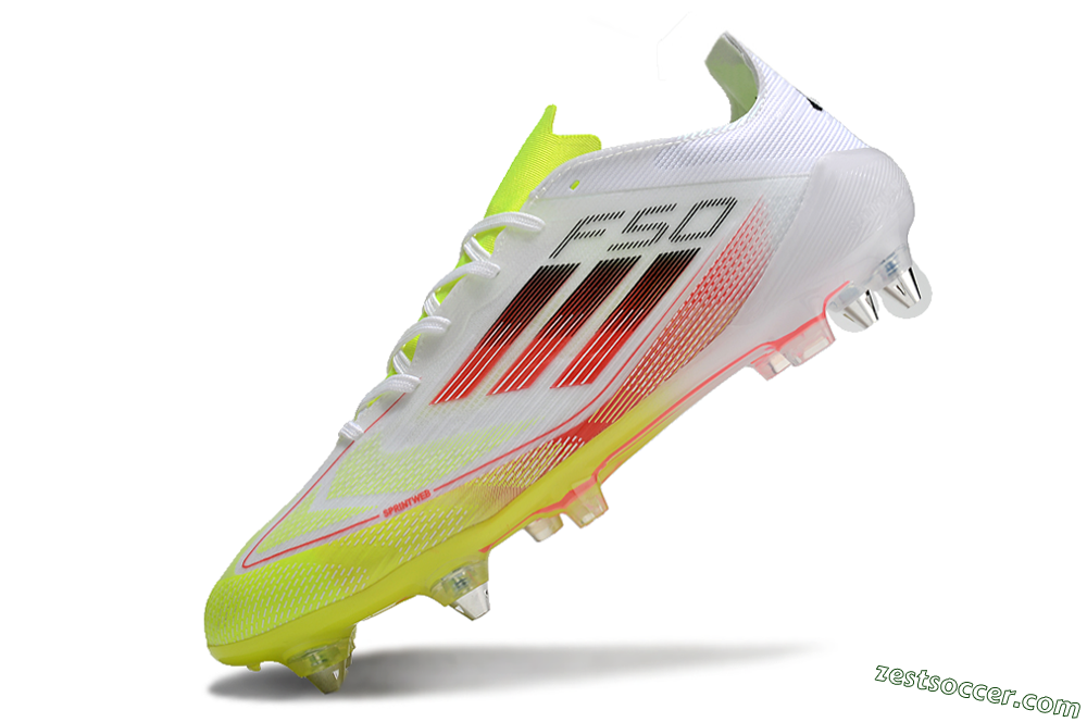 Adidas F50 Elite SG Low-Tops Soccer Cleats - White/Yellow/Red 5