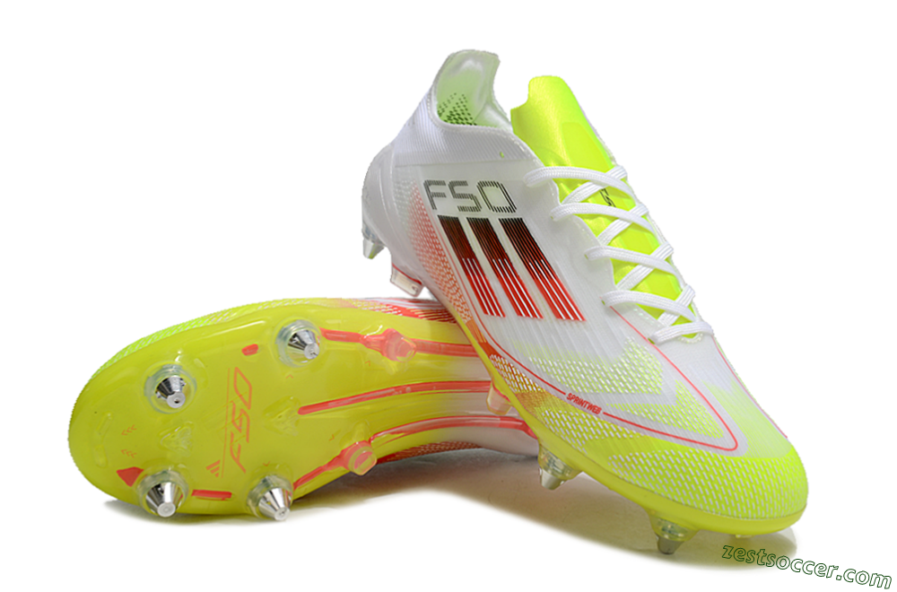 Adidas F50 Elite SG Low-Tops Soccer Cleats - White/Yellow/Red 3