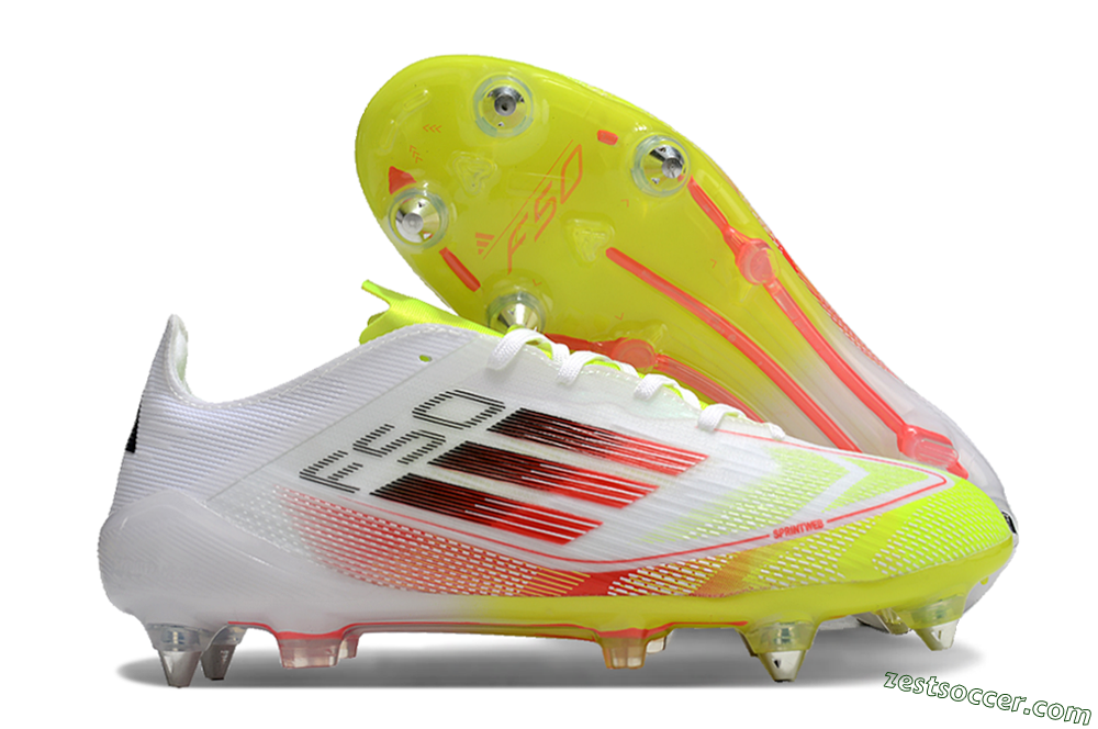 Adidas F50 Elite SG Low-Tops Soccer Cleats - White/Yellow/Red 0