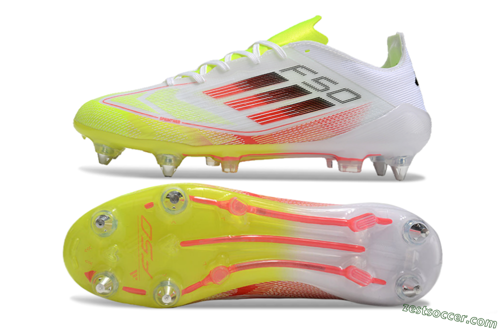 Adidas F50 Elite SG Low-Tops Soccer Cleats - White/Yellow/Red 1