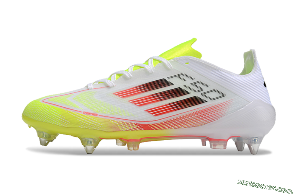 Adidas F50 Elite SG Low-Tops Soccer Cleats - White/Yellow/Red 2