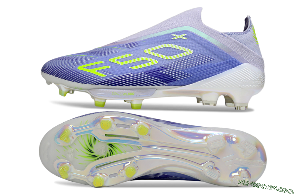 Adidas F50+ Elite Lightstrike Pro Laceless FG Low-Tops Soccer Cleats - Blue/Yellow 1