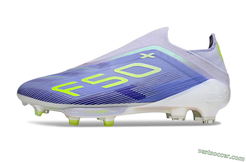 Adidas F50+ Elite Lightstrike Pro Laceless FG Low-Tops Soccer Cleats - Blue/Yellow 2