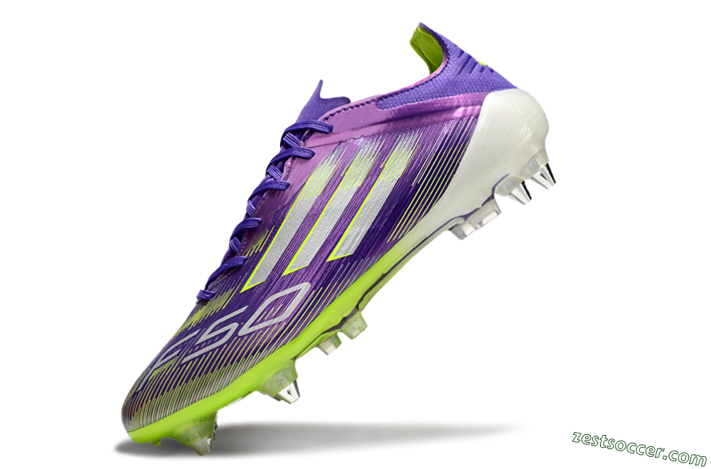 Adidas F50 Elite SG Low-Tops Soccer Cleats - Purple/Silver/Yellow 5