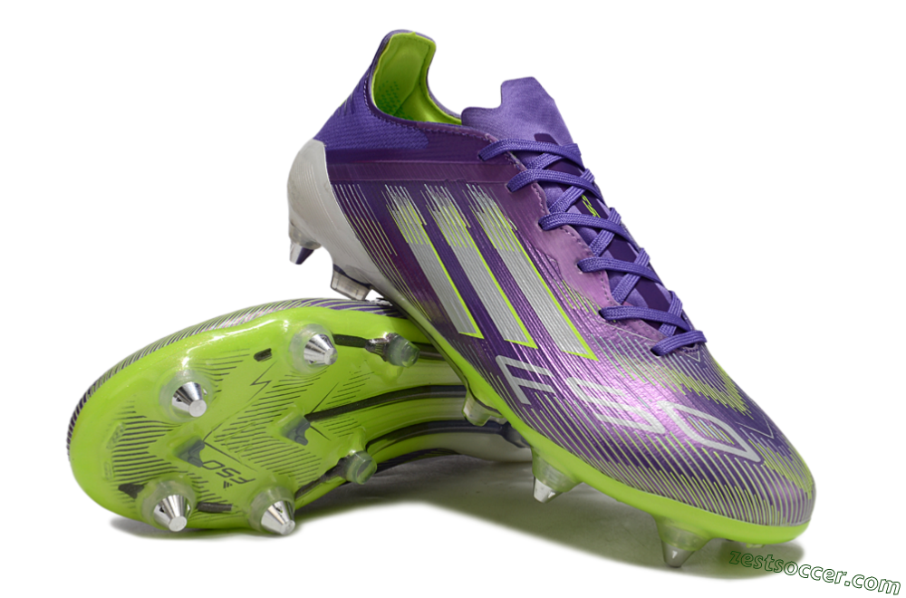 Adidas F50 Elite SG Low-Tops Soccer Cleats - Purple/Silver/Yellow 3