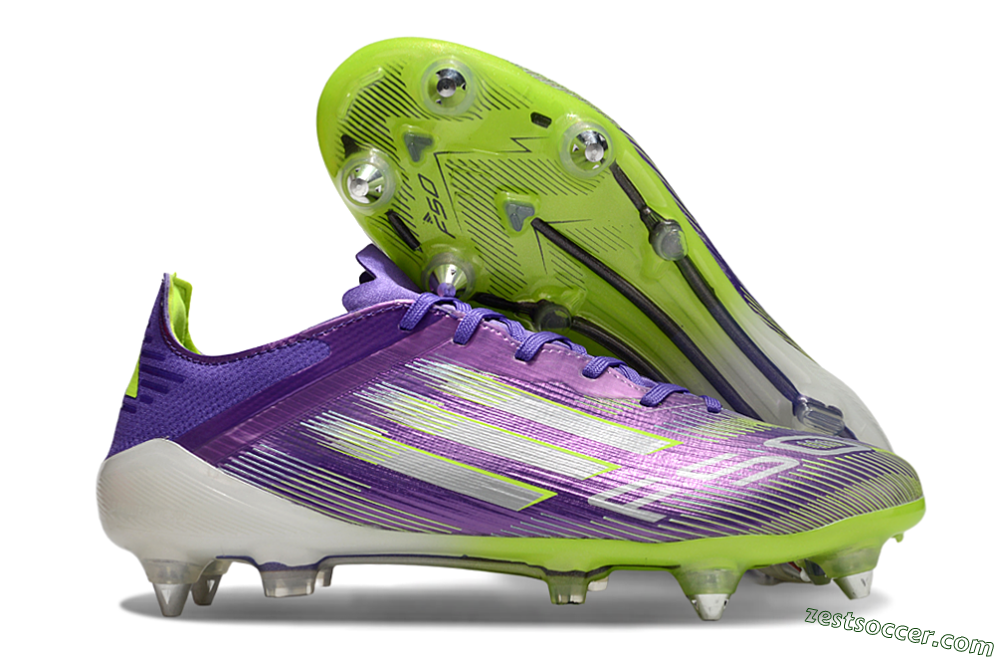Adidas F50 Elite SG Low-Tops Soccer Cleats - Purple/Silver/Yellow 0