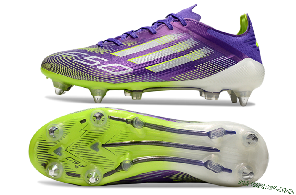 Adidas F50 Elite SG Low-Tops Soccer Cleats - Purple/Silver/Yellow 1