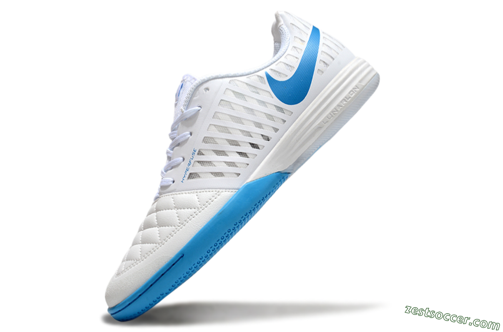 Nike Lunar Gato 2 IC Low-Tops Soccer Shoes - White/Blue 5
