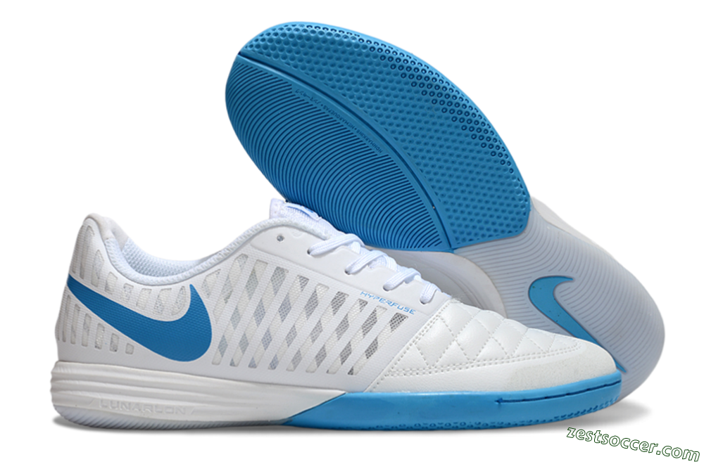 Nike Lunar Gato 2 IC Low-Tops Soccer Shoes - White/Blue 0